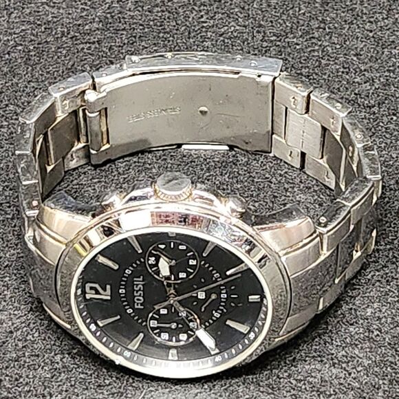Fossil Grant Chronograph Watch Men FS4532 43mm Silver Tone New Battery - Picture 2 of 7